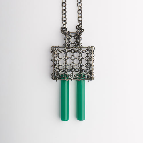 Pendant with green beads