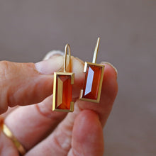 Rectangle earrings with carnelian