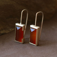 Rectangle earrings with carnelian