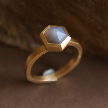 Hexagon ring with agate