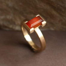 Rectangle ring with carnelian