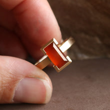 Rectangle ring with carnelian