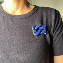 'Porcelain brooch' - royal blue