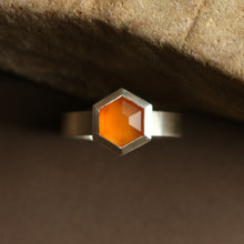 Hexagon ring with carnelian