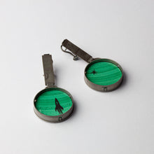 Green rocket earrings