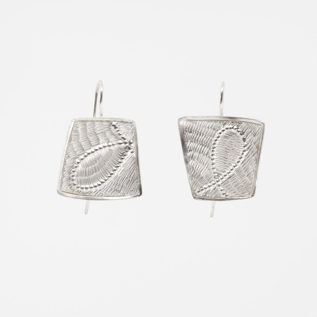 'Fragment' hook earrings - silver