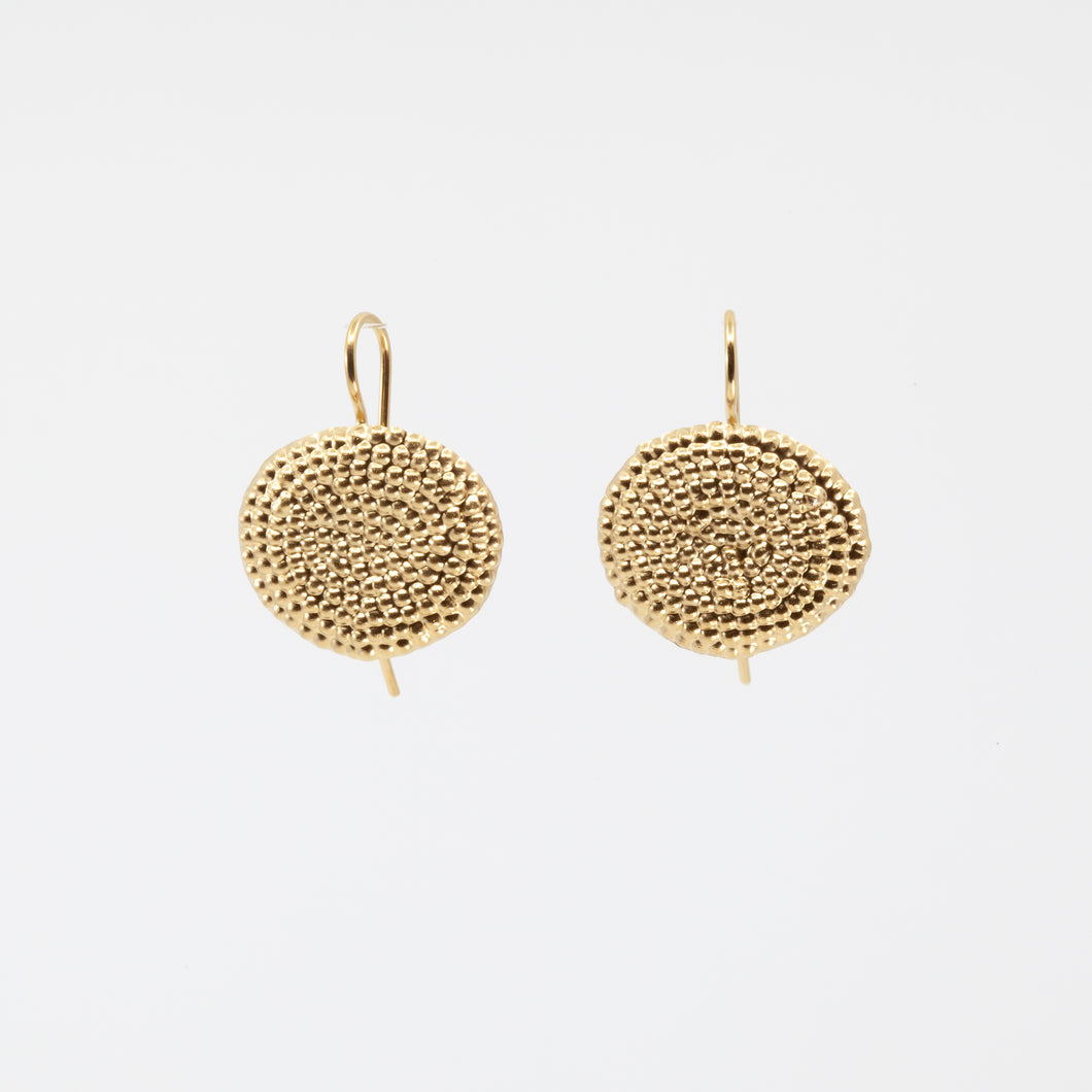 'Punched dot' hook earrings - gold