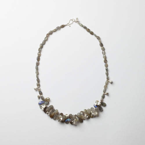 'Flower and seed' necklace with labradorite beads